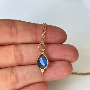 Labradorite Teardrop Gemstone Pendant Necklace, 3 of 4