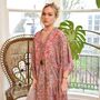 Bohemian Paisley Viscose Kaftan In Pink With Heavy Pink Ombre Fishbone Embroidery, thumbnail 3 of 5
