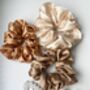 Lina Soft Scrunchie Set Of Three Cream Bronze, thumbnail 1 of 5