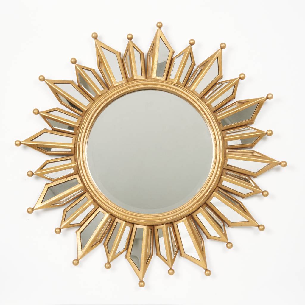 layered glass sunburst wall mirror by ella james