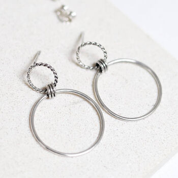 Sterling Silver Double Wreath Drop Earrings, 6 of 7