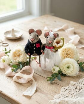 Bride And Groom Wedding Mice Felt Ornaments, 2 of 4
