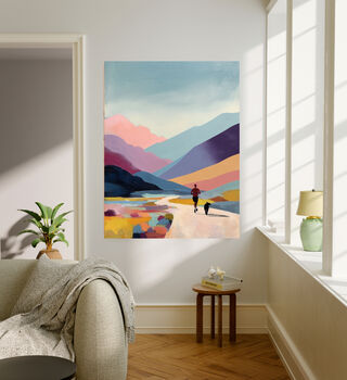 Mountain Runner And His Dog Landscape Art Print, 4 of 5