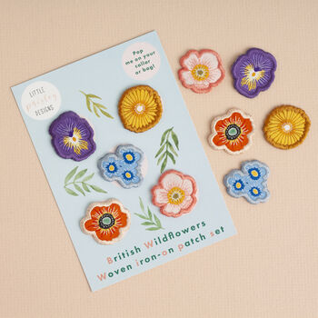 Wild Flower Woven Iron On Patches Pack Of Five, 3 of 10