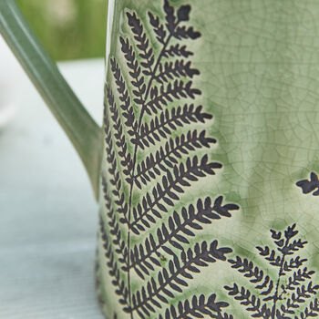 Personalised Fern Green Ceramic Pitcher Vase, 4 of 8