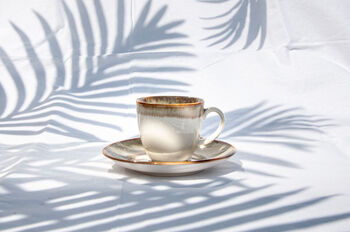 Beige Set Of Six Porcelain Espresso Cup And Saucer, 3 of 11