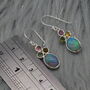 Fire Opal, Tourmaline Earrings: Silver, Dangle Drop, thumbnail 6 of 6