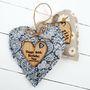 Cotton Anniversary Heart With Oak Wood Heart Message, thumbnail 3 of 12