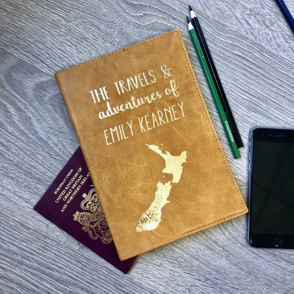 personalised travels and adventures travel journal by the alphabet gift
