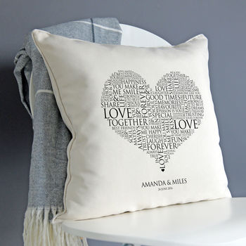 Personalised Heart Word Art Piped Cushion, 2 of 4