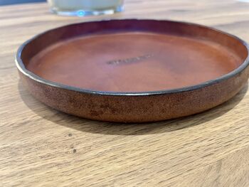 Personalised Spanish Brown Round Leather Accessory Tray, 5 of 8