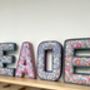 Personalised Liberty Fabric Letters With Velvet Trim Nursery Decor Gift, thumbnail 4 of 6