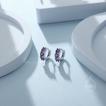 Sterling Silver Tiny 6mm Cz Huggie Hoop Earrings, 2 of 9