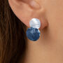 Hammered Textured Two Tone Blue Double Disc Earrings, thumbnail 1 of 3