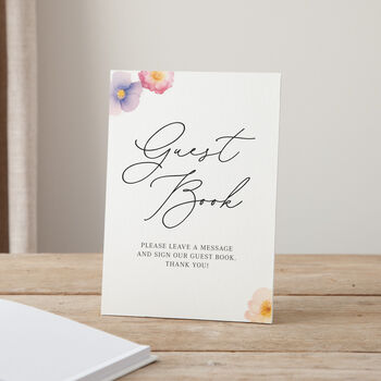 Pressed Floral Personalised Bold Surname Wedding Guest Book, 3 of 3