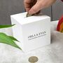 Personalised White Wooden Money Box For Kids, thumbnail 1 of 6