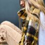 Personalised Mustard Check Fringed Scarf, thumbnail 2 of 4