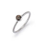 Blue Topaz Stacking Ring With Beaded Band In Silver, thumbnail 9 of 12