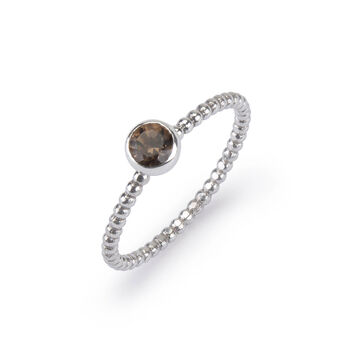 Blue Topaz Stacking Ring With Beaded Band In Silver, 9 of 12