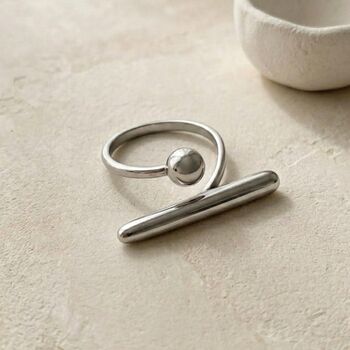 Ball Bar Ring Silver Non Tarnish Waterproof, 8 of 8