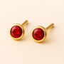 Gold Plated Sterling Silver July Ruby Birthstone Stud Earrings, thumbnail 1 of 5
