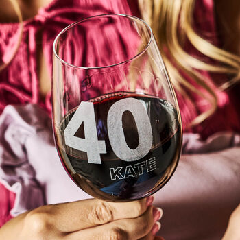 Personalised 40th Birthday Wine Glass, 2 of 3