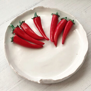 Gifts For Foodies: Seven Handmade Ceramic Chillies Dish, 3 of 7