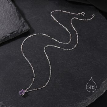 Tiny Genuine Amethyst Crystal Oval Pendant Necklace, 6 of 11