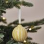 Yellow Sripe Hand Painted Modern Bauble, thumbnail 1 of 3