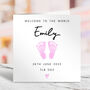 Personalised New Baby Girl Footprints Card, thumbnail 1 of 2