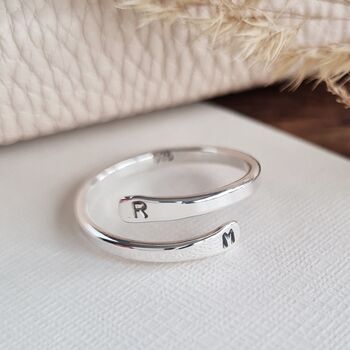 Sterling Silver Initials Hug Ring, 5 of 9