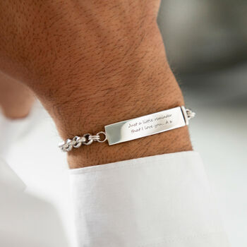 Mens Silver Rolo Bar Bracelet, 2 of 7