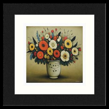 Framed 'Bouquet Of Flowers' Print. Lowry Style, 2 of 4