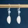 Personalised Sterling Silver Blue Opal Leaf Drop Earrings, thumbnail 1 of 6