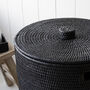 Marbury Black Round Rattan Laundry Basket, thumbnail 2 of 4