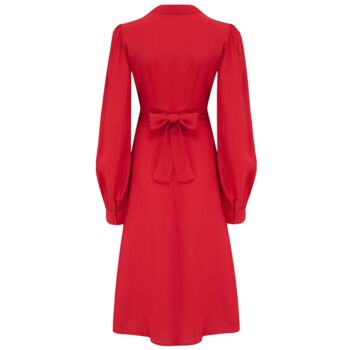 Ava Dress In Lipstick Red Vintage 1940s Style, 3 of 3
