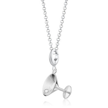 Sterling Silver Cocktail Glass Charm Necklace, 2 of 6