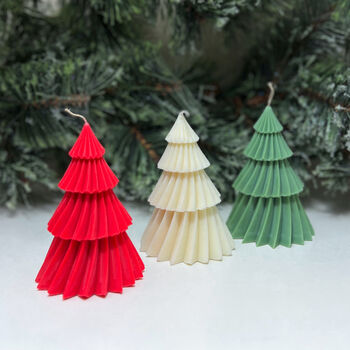 Geometric Christmas Tree Shape Soy Candle Festive Gifts, 2 of 9