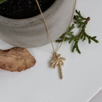 Palm Tree Necklace, Solid Gold Necklace, 3 of 6