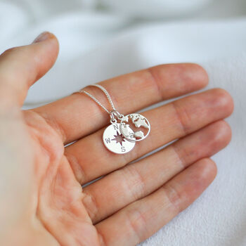 Dainty Compass And Map Charm Necklace Travel Christmas Gift, 3 of 10