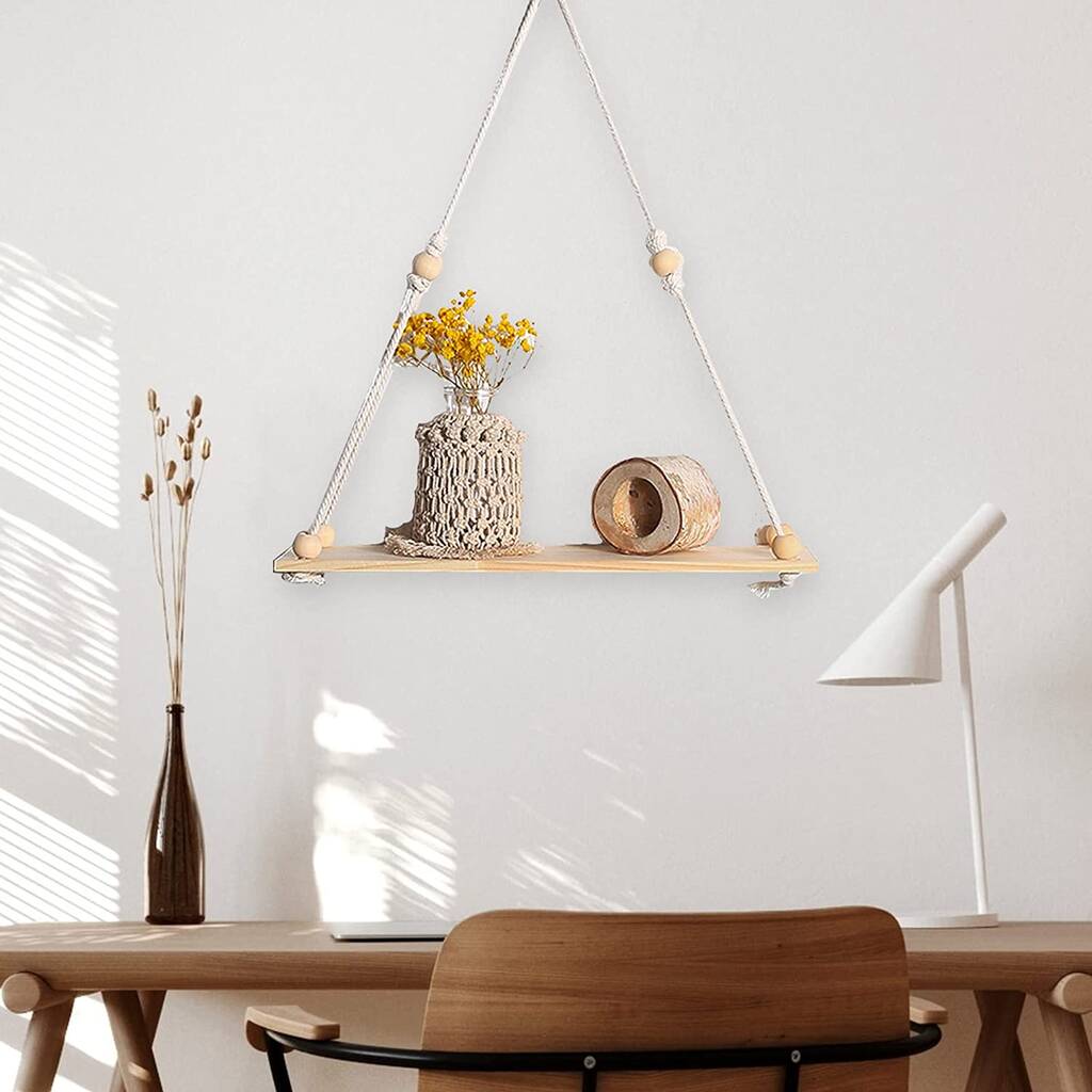 Simple Macrame Cotton Rope Wall Hanging Shelf By Momentum