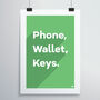 Phone, Wallet, Keys Print, thumbnail 1 of 12