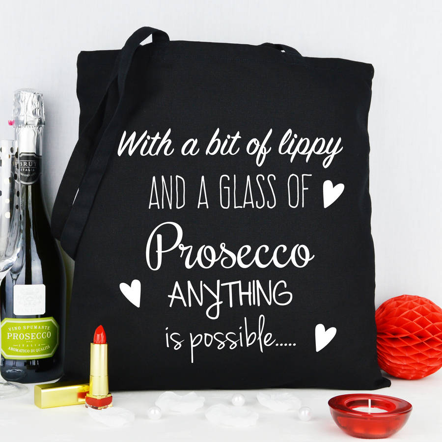personalised 'lipstick and prosecco' shopping bag by andrea fays ...