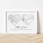 Long Distance Mother's Day Map Print, Personalised Map Gift, Present For Mum, thumbnail 3 of 4