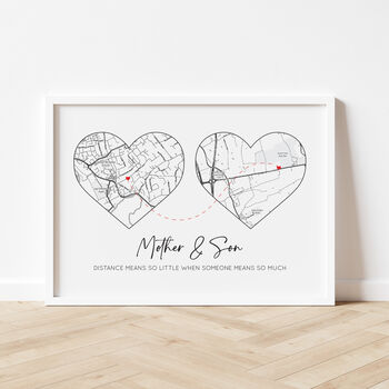 Long Distance Mother's Day Map Print, Personalised Map Gift, Present For Mum, 3 of 4