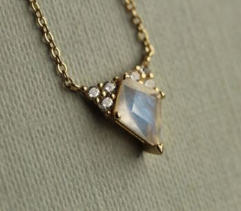 Gold Moonstone Kite Art Deco Necklace, 8 of 8