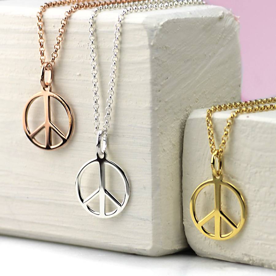 Metal Peace Sign Necklace - Candy Apple Costumes
