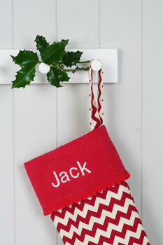 Personalised Santa Sack Christmas Stocking Set Chevrons, 5 of 8
