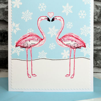 'Flamingos' Personalised Couple Christmas Card, 4 of 4