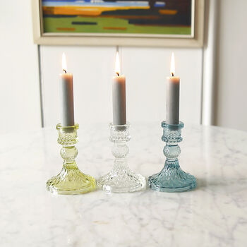 Coloured Cut Glass Candle Stick, 6 of 8